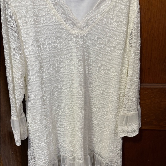 Indigo Soul White Lace Boho Tunic Top – Size Large - Picture 2 of 5